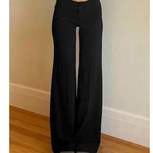 Solid High Rise Flared Straight Leg Pants
